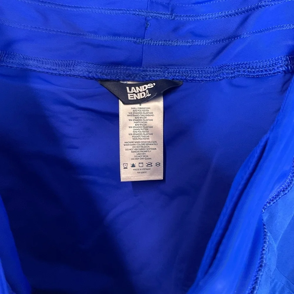 Lands' End Active Shorts Womens 8 Blue Stretch Athletic Running Pockets Gym